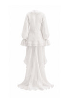 Acantha Plunging Neckline Chiffon Dress In White