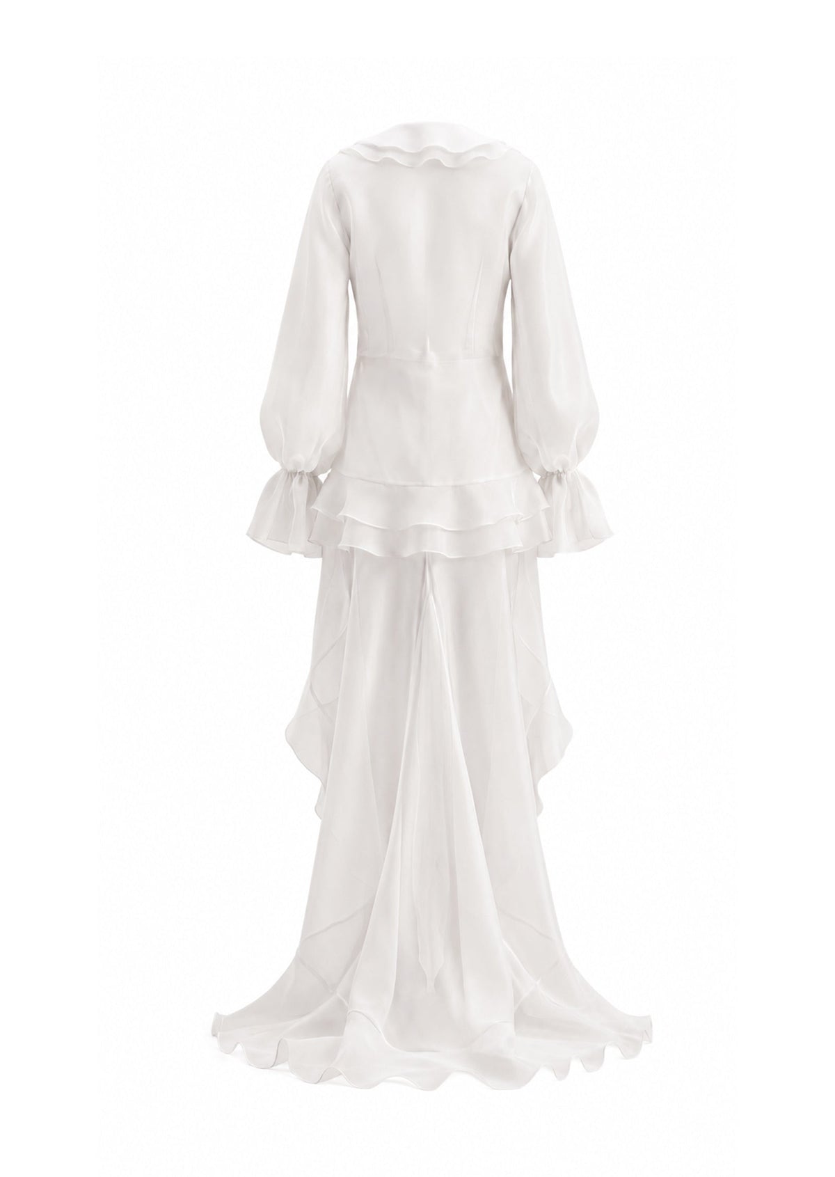 Acantha Plunging Neckline Chiffon Dress In White