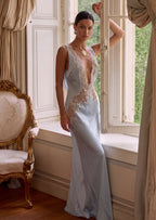 Sade Lace Satin Backless Maxi Dress