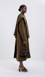 Trendy Oversized Cape Style Coat-Coffee