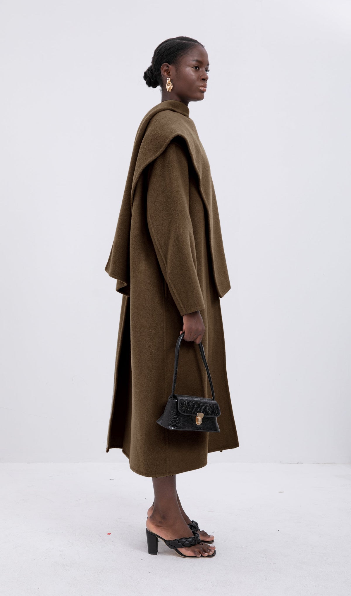 Trendy Oversized Cape Style Coat-Coffee