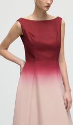 A Line Ombre Wine Midi Dress