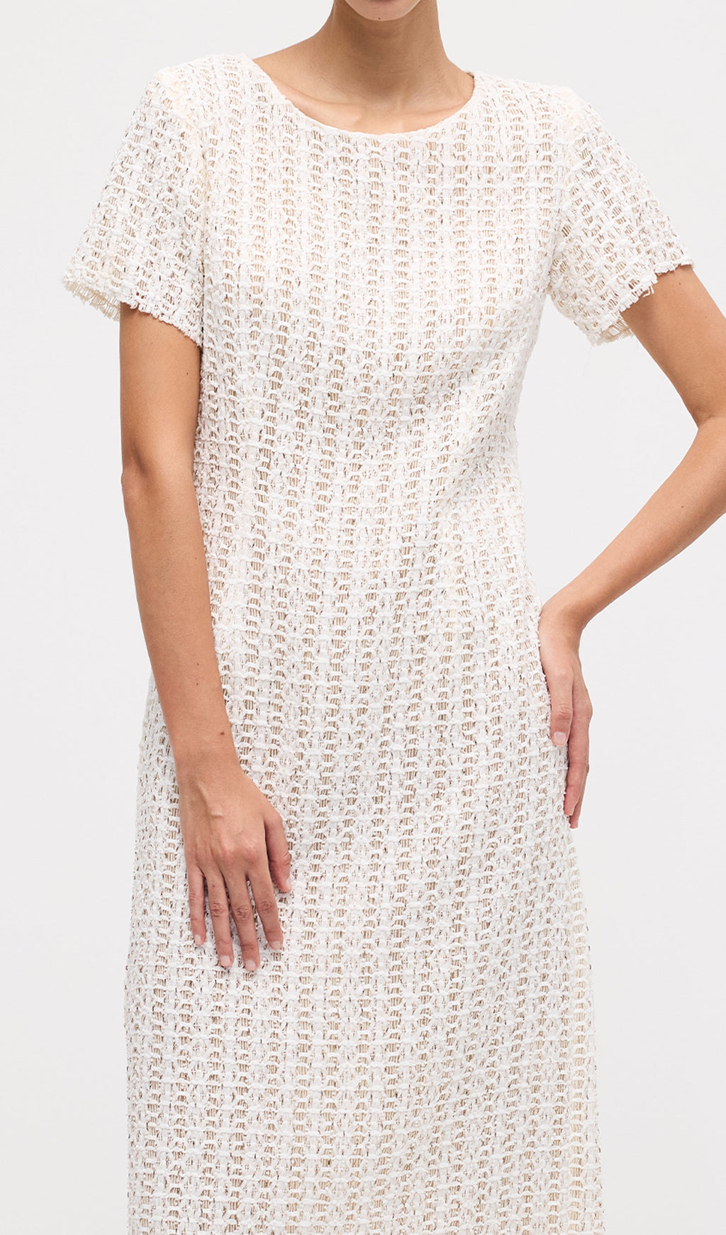Short Sleeve Crochet Midi Dress