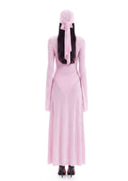 Kazi Long Sleeved Sheer Midi Dress In Pink