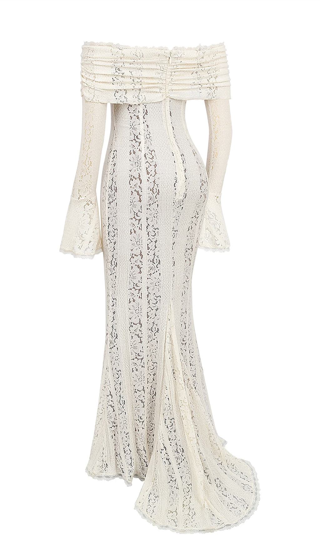 Vintage Floral Lace Off Shoulder Maxi Dress