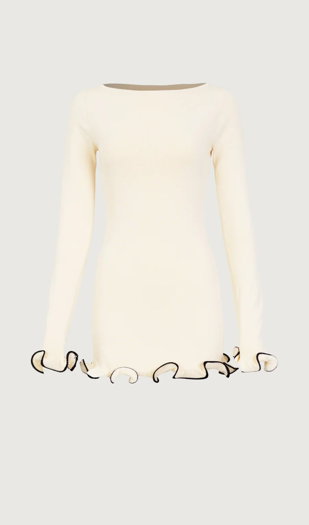 Ruffle Hem Mini Dress White
