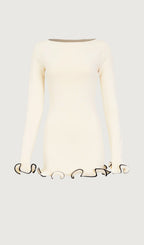 Ruffle Hem Mini Dress White
