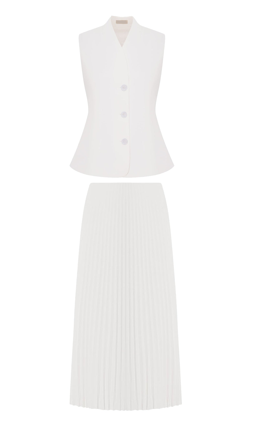 Flared Waistcoat & Pleated Midi Skirt Sets