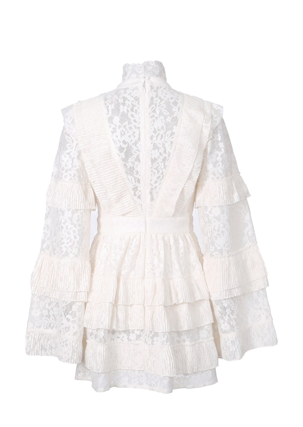 Acorn Long Sleeve Ruffled Mini Dress In White