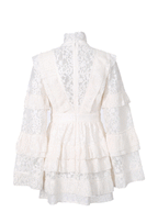 Acorn Long Sleeve Ruffled Mini Dress In White
