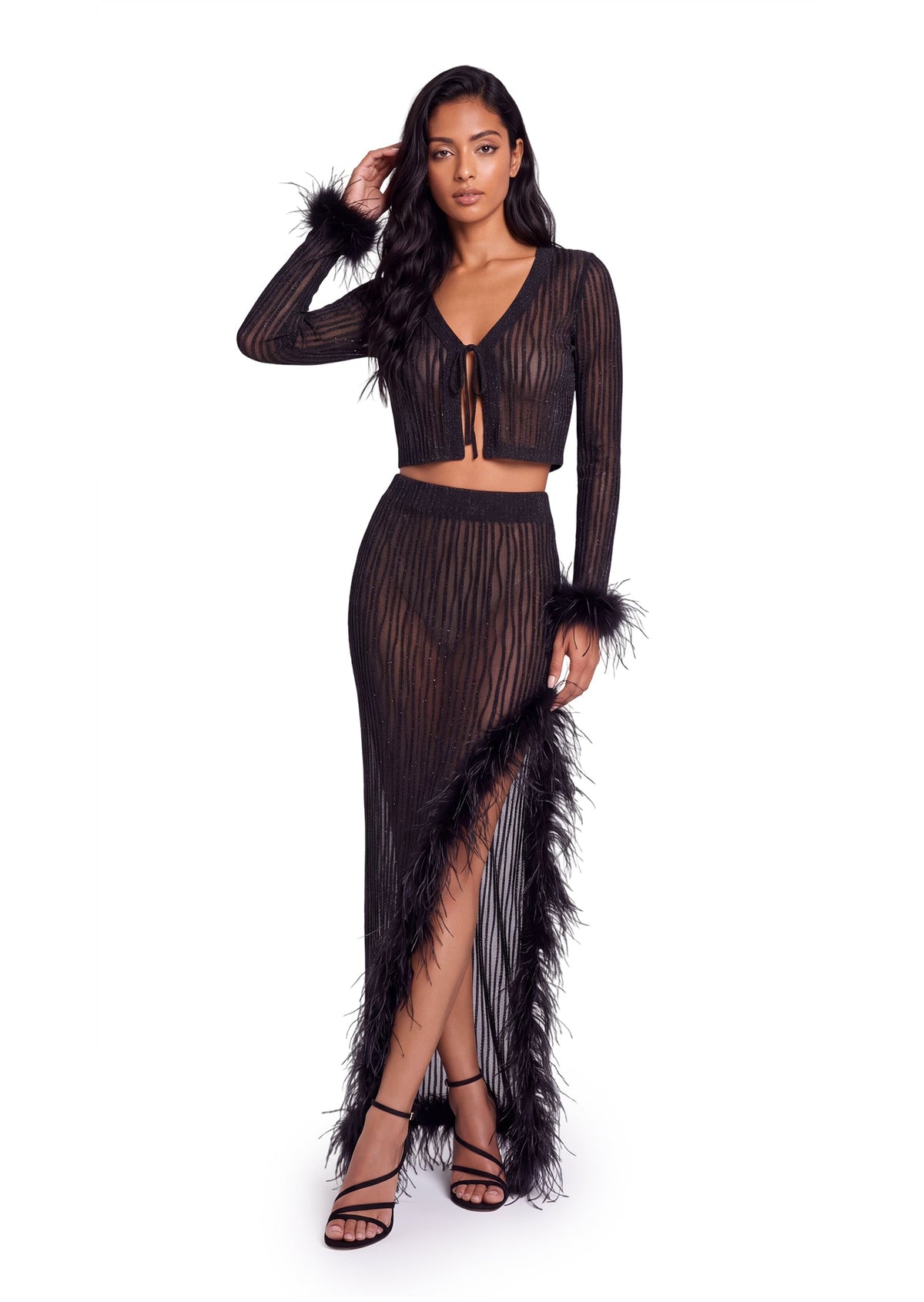 Nadim Long Sleeved Top & Skirt Fuzzy Matching Set