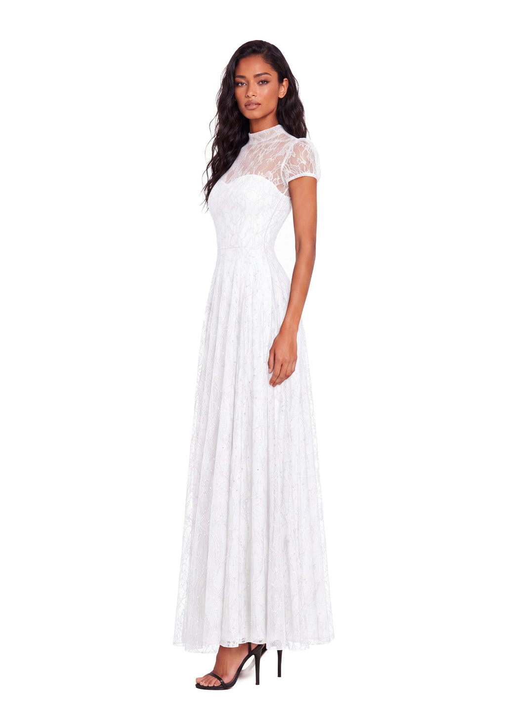 Ulyana Lace Sequined Maxi Dress In White