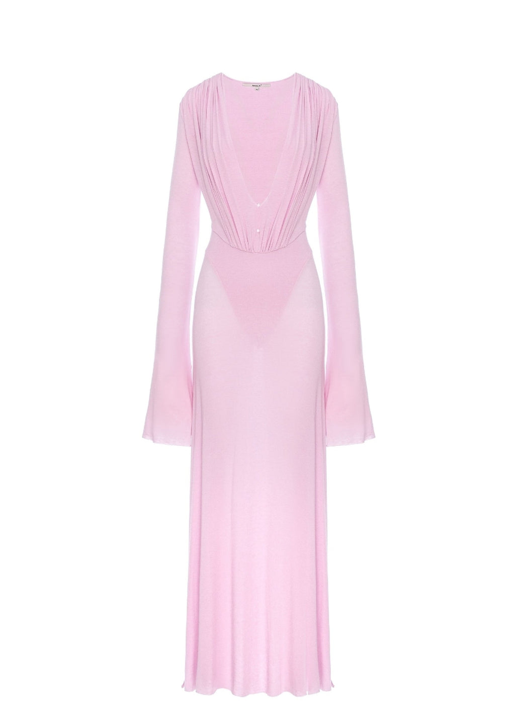 Kazi Long Sleeved Sheer Midi Dress In Pink