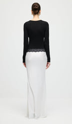 Open Twist Lace Maxi Dress In Black & White