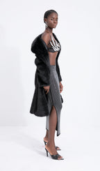 Trendy Black Maxi Length Eco-Coat