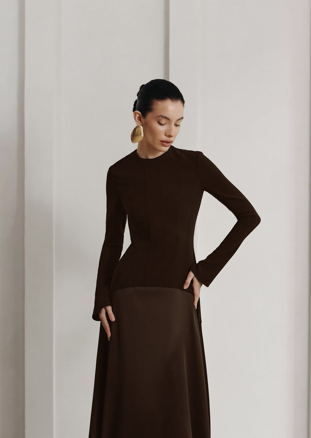 Knitted Satin Maxi Dress