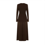 Knitted Satin Maxi Dress -Coffee