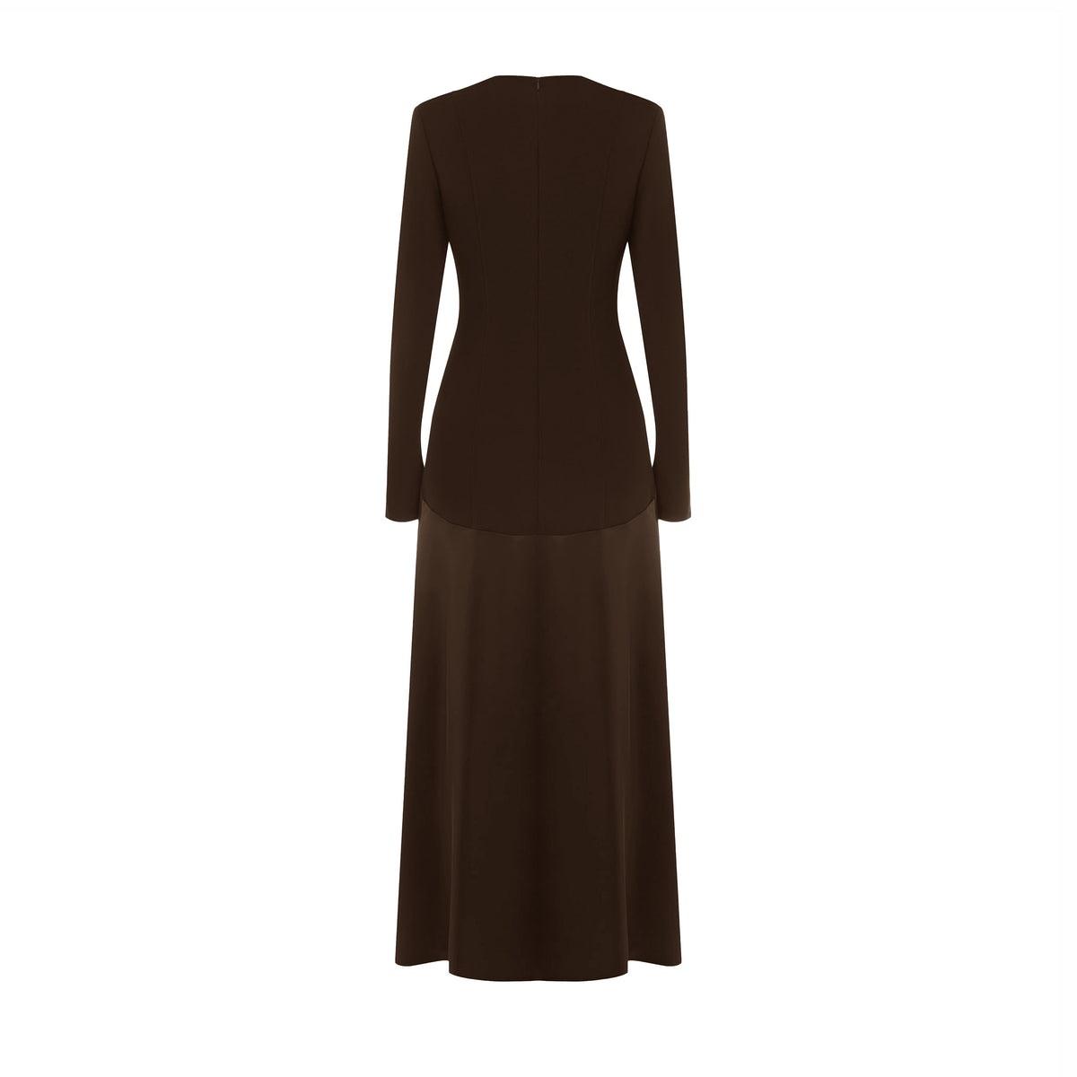 Knitted Satin Maxi Dress -Coffee