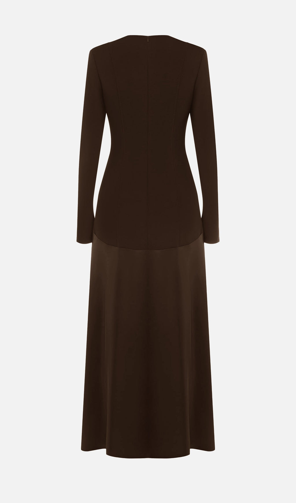 Trendy Knitted Satin Maxi Dress -Coffee