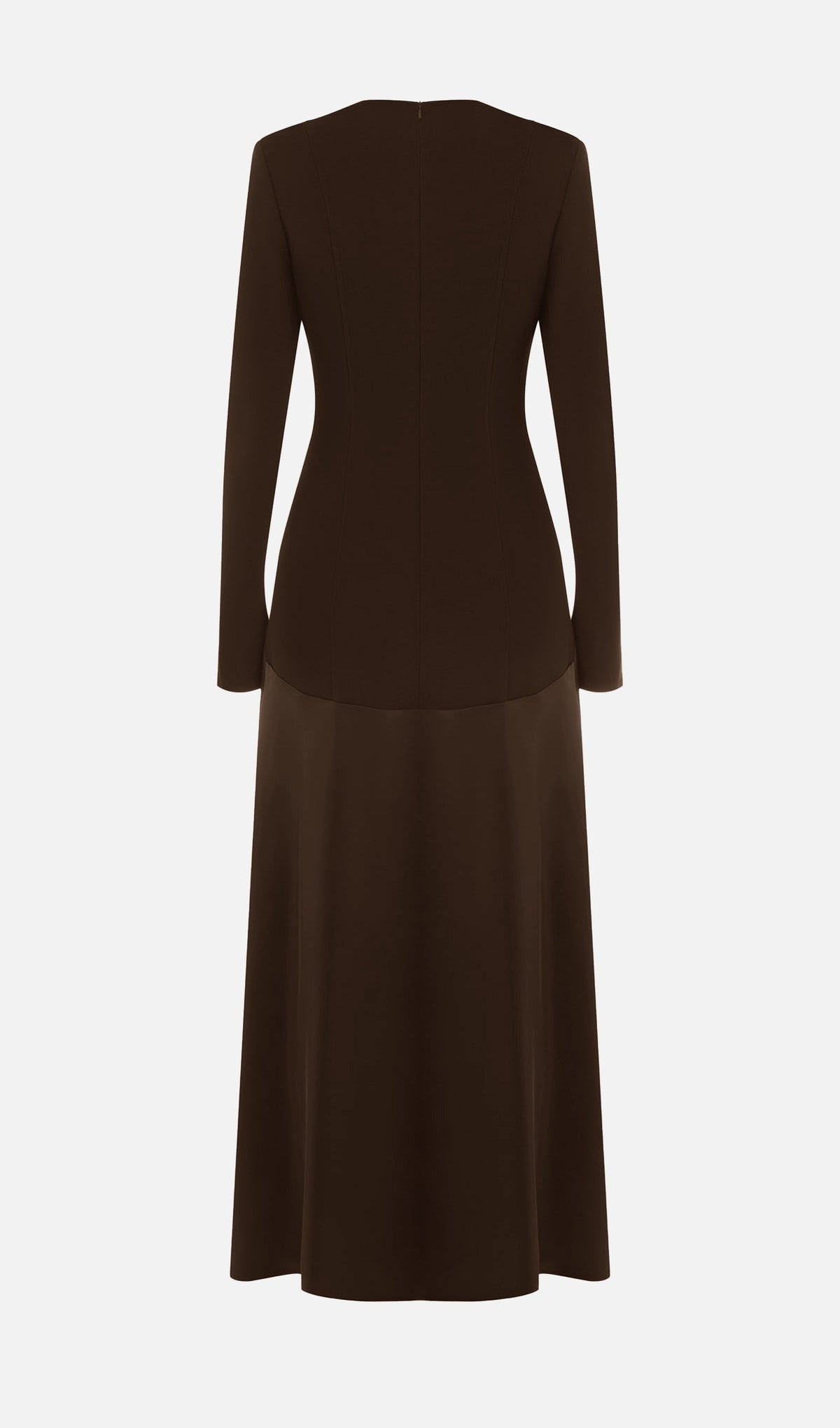 Trendy Knitted Satin Maxi Dress -Coffee