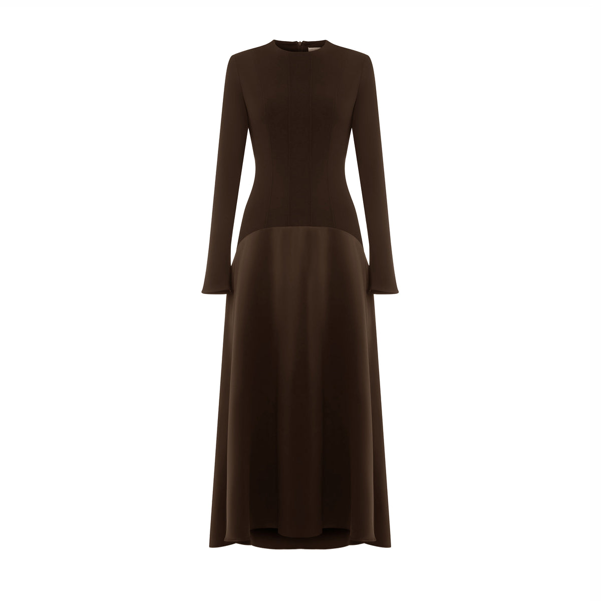 Knitted Satin Maxi Dress -Coffee