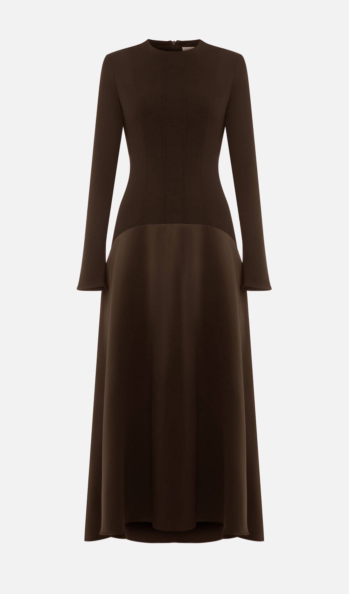 Trendy Knitted Satin Maxi Dress -Coffee