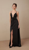 Strappy Satin Evening Maxi Dress