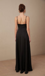 Strappy Satin Evening Maxi Dress