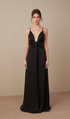 Strappy Satin Evening Maxi Dress