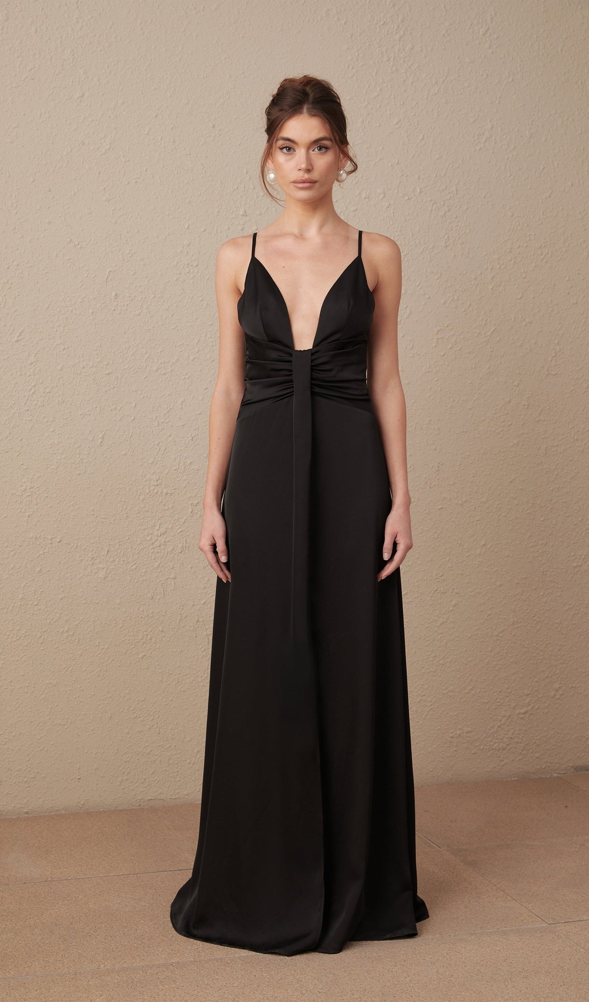 Strappy Satin Evening Maxi Dress