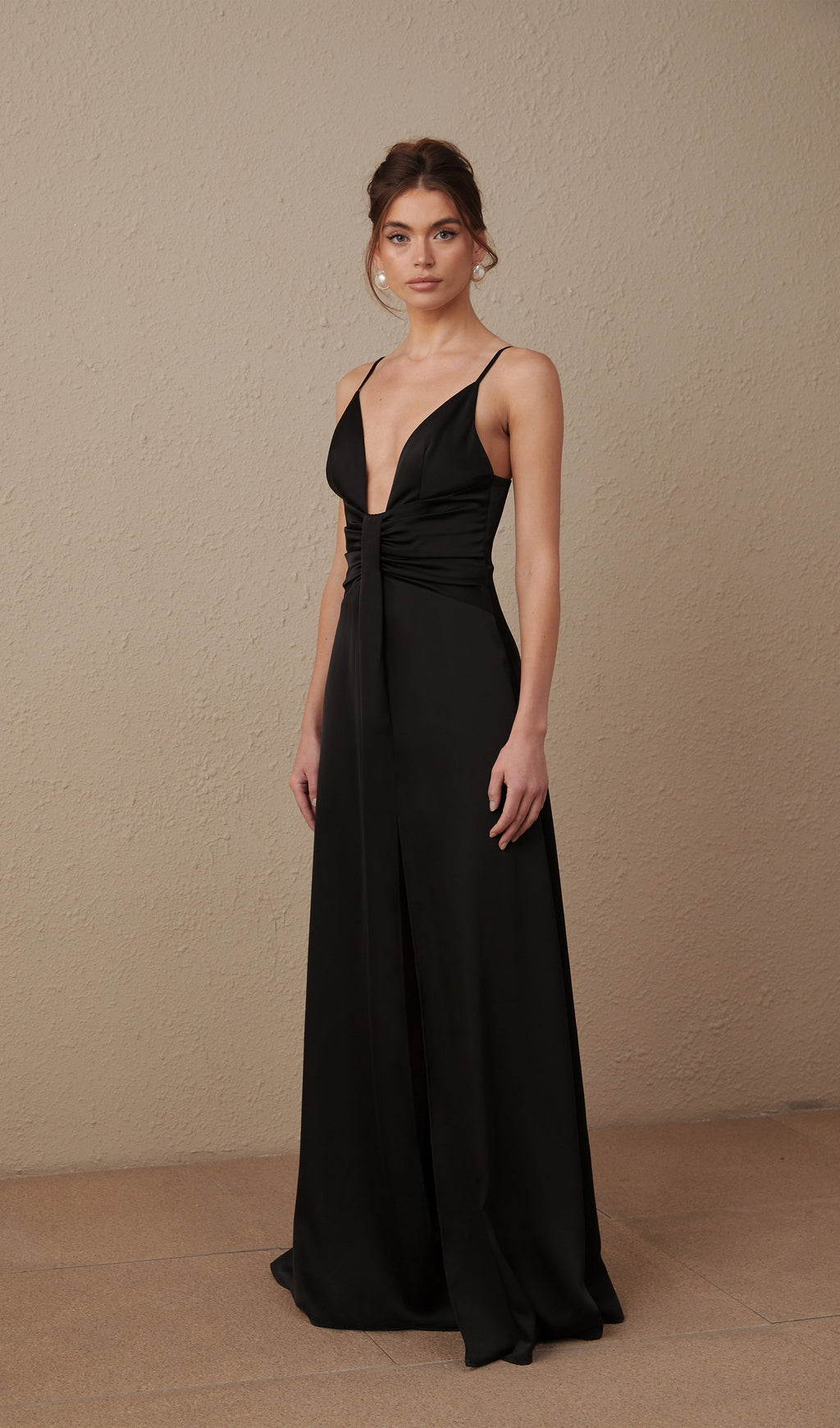 Strappy Satin Evening Maxi Dress