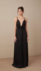 Strappy Satin Evening Maxi Dress