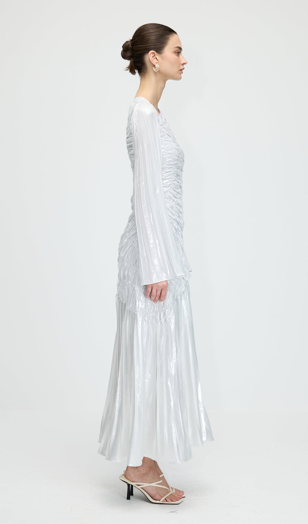 Metallic Long Sleeve Maxi Dress