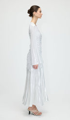 Metallic Long Sleeve Maxi Dress