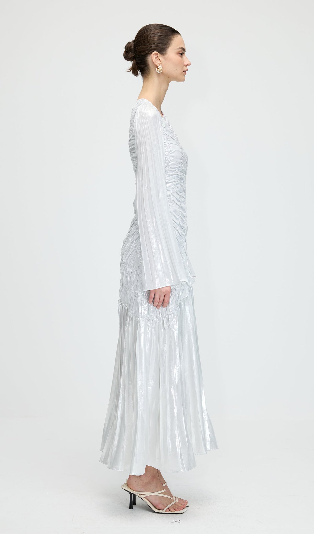 Metallic Long Sleeve Maxi Dress