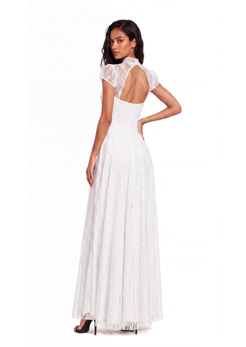Ulyana Lace Sequined Maxi Dress In White