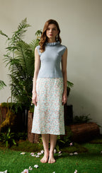 Floral Print Split Midi Skirt