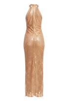 Pabla Halterneck Glitter Split Maxi Dress