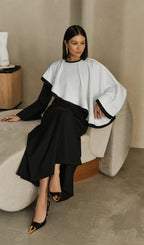 Contrasting Cape Maxi Dress