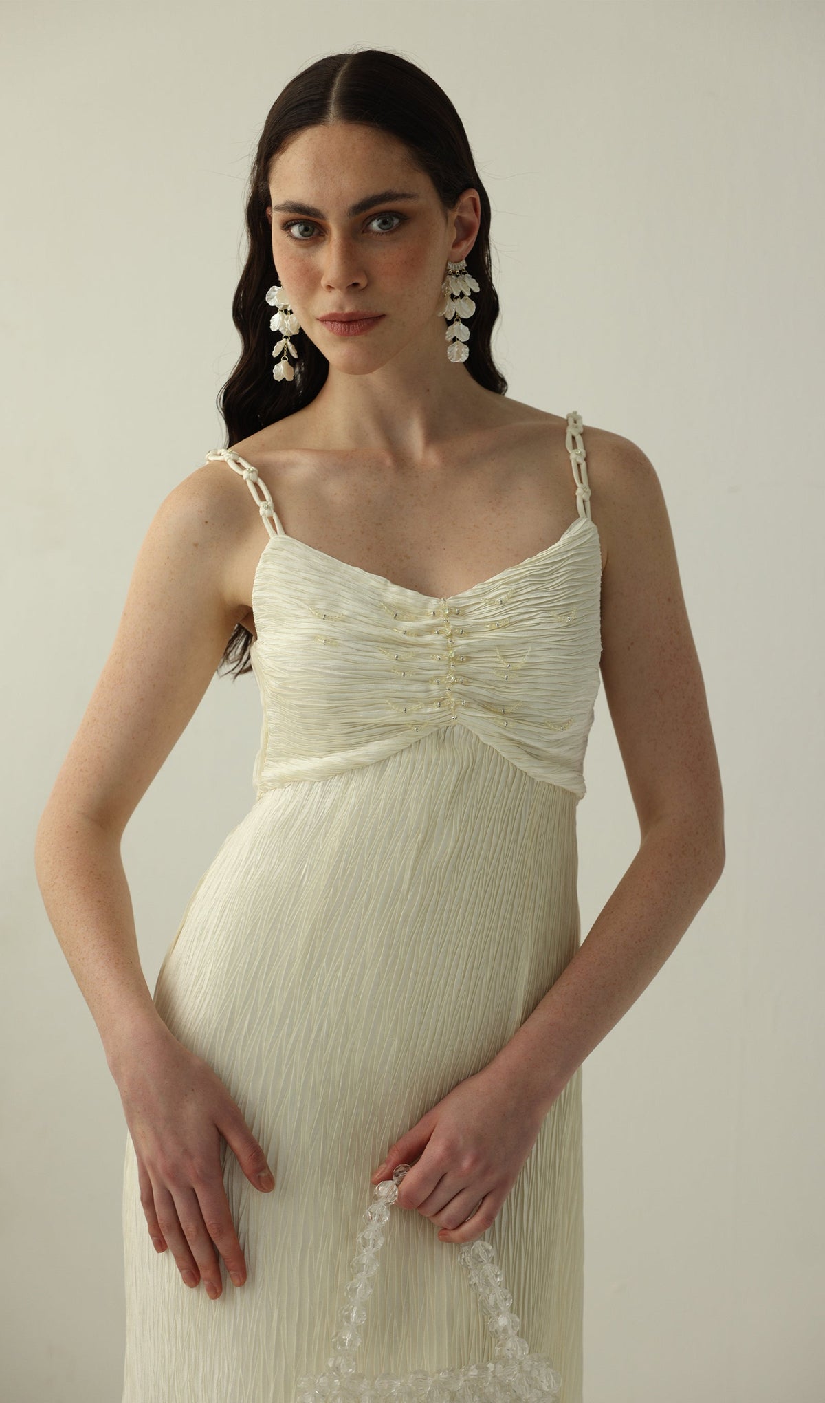 Solid Texture Slip Midi Dress