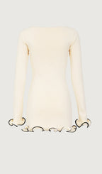 Ruffle Hem Mini Dress White