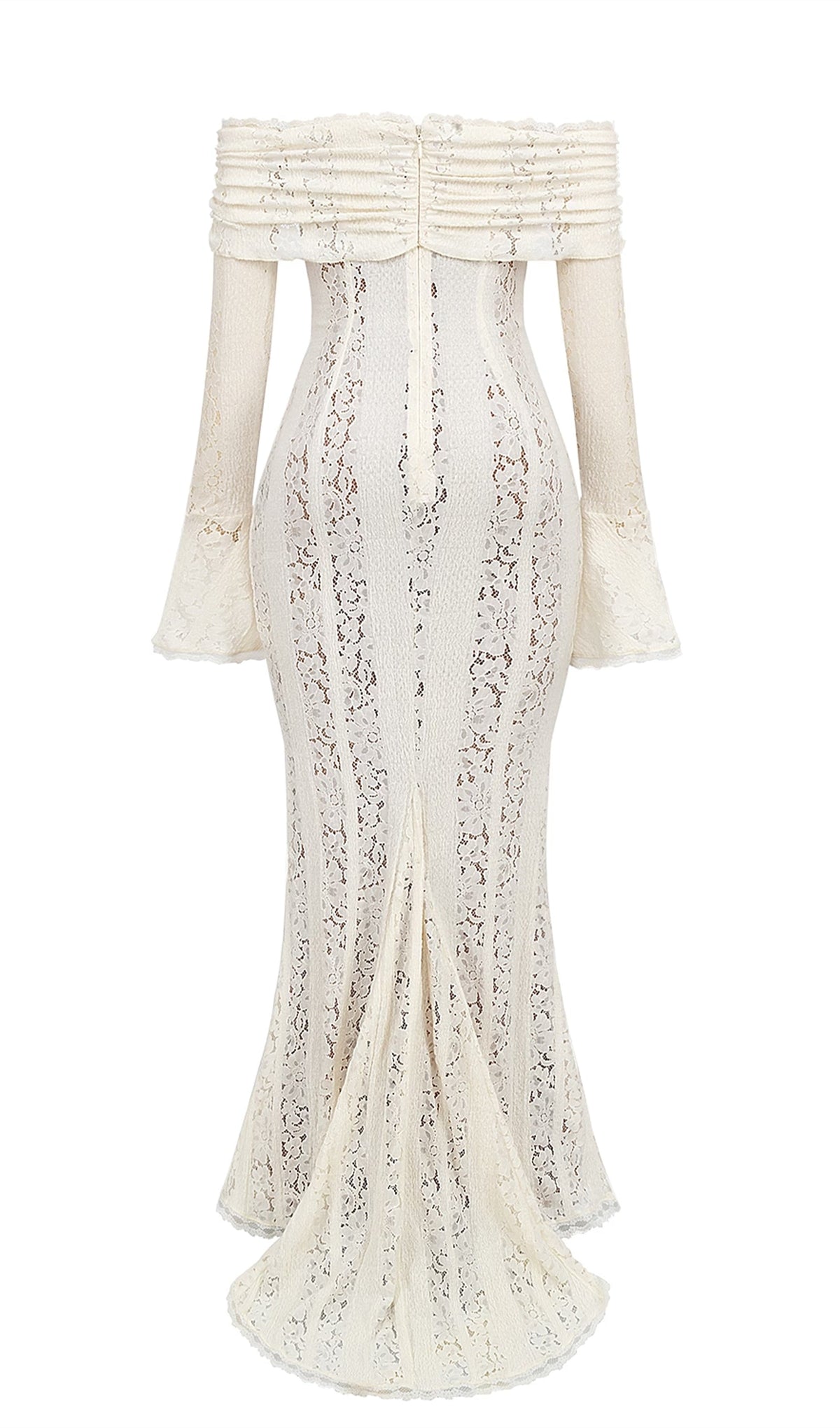 Vintage Floral Lace Off Shoulder Maxi Dress