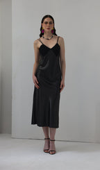 Knitted Patchwork Slip Midi Dress