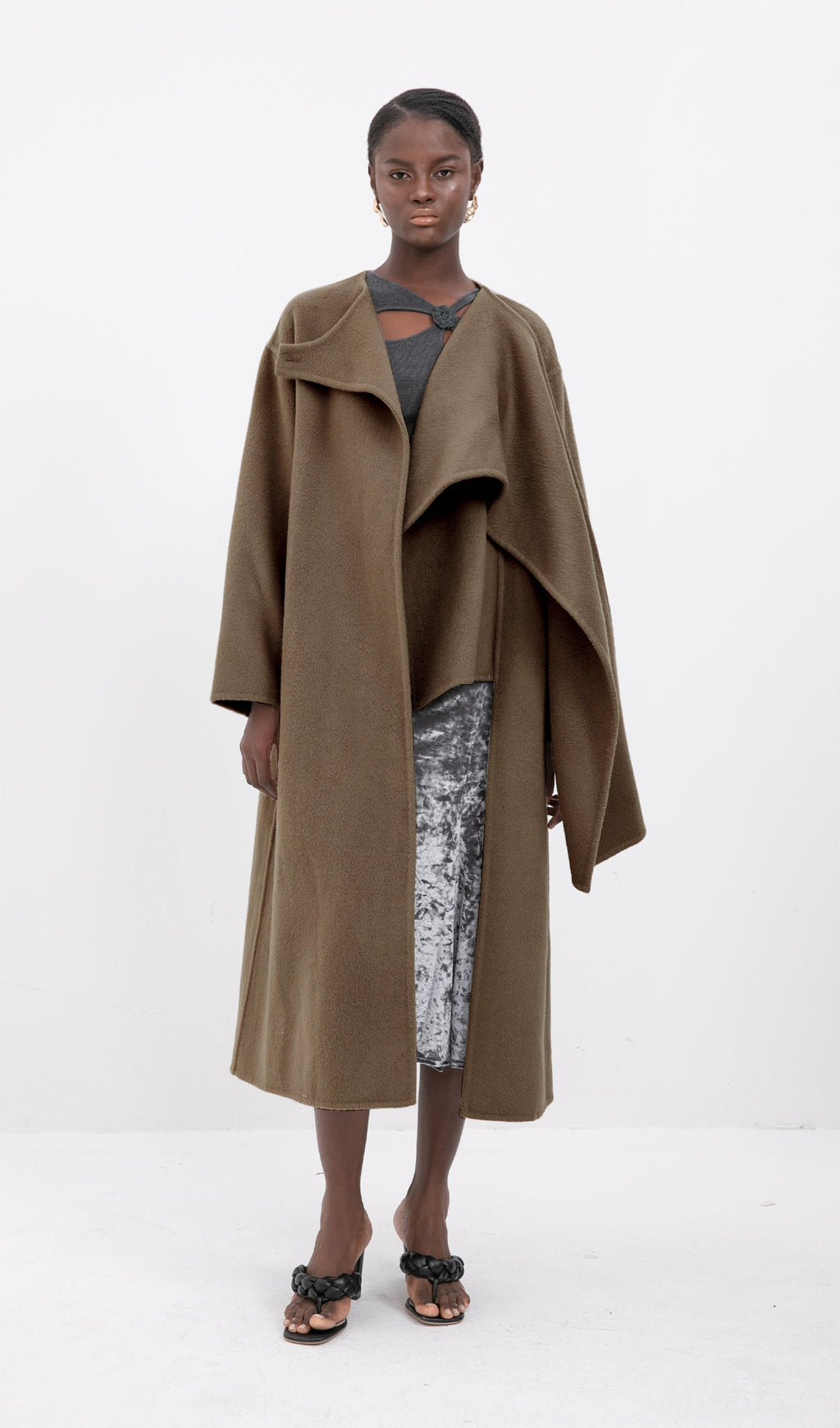 Trendy Oversized Cape Style Coat-Coffee