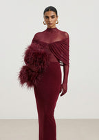 Layali Rose Draped Pleated Cape Dress