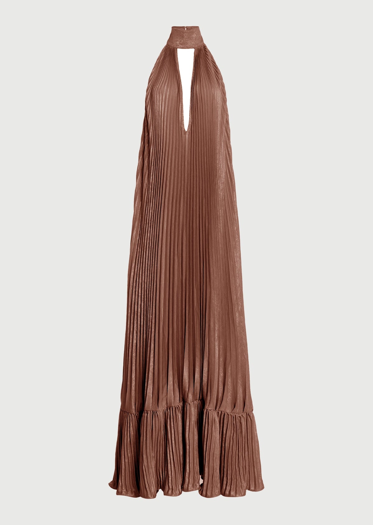 Sleeveless V Neckline Pleats Ruffled Maxi Dress