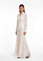 Nagisa Beaded Sequin Mermaid Maxi Dress Set In White