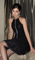 Embellished Ruched Mini Dress