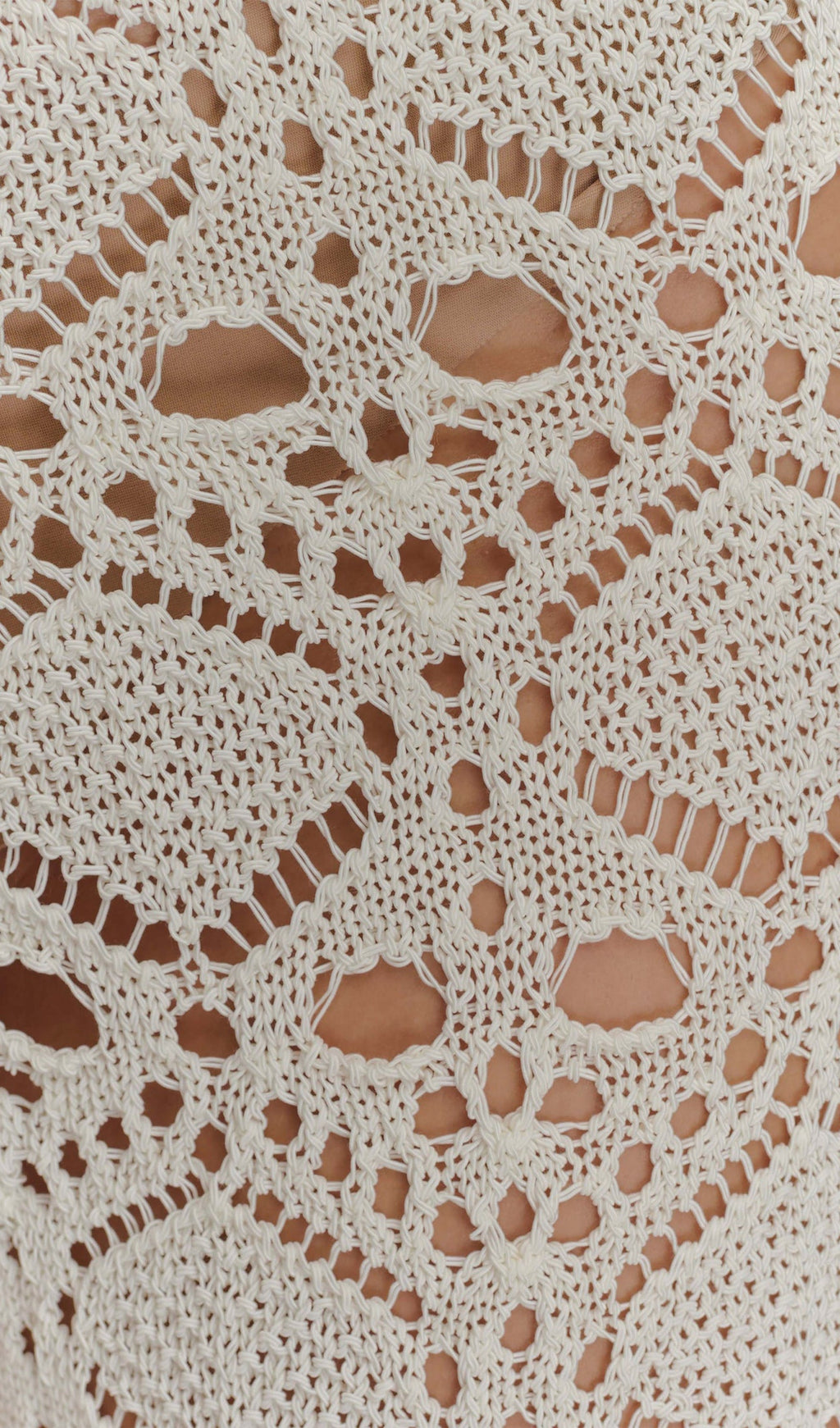 Bandage Knit Top & Crochet Knit Pants In Ivory