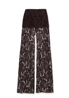 Earleen Lace Top & Flared Trousers Set In Brown